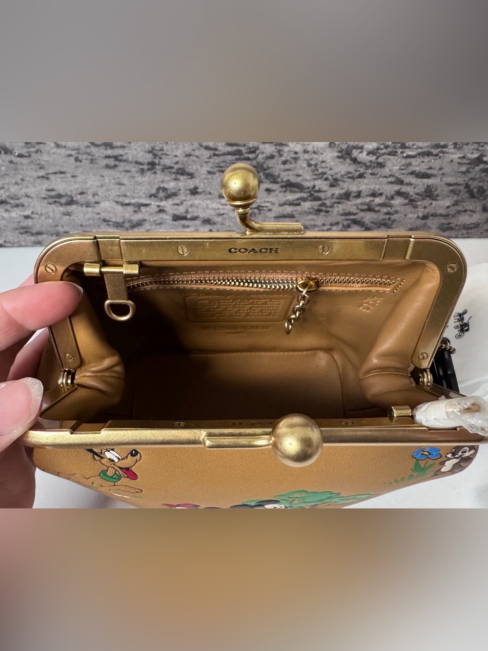 New Coach x Disney Mickey & Minnie Mouse & Friends Kisslock Leather Bag CAE68 - Picture 7 of 10